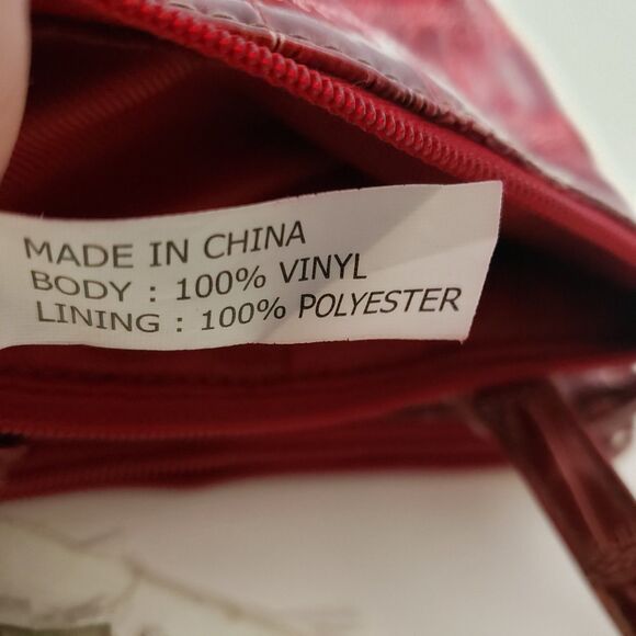 Purse Crossbody Hipster Red Vinyl 7"×6.5"×1.5" - Picture 8 of 9